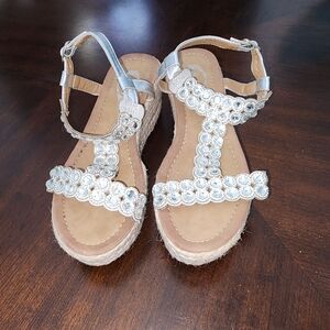 Sparkling Silver Beaded Sandals